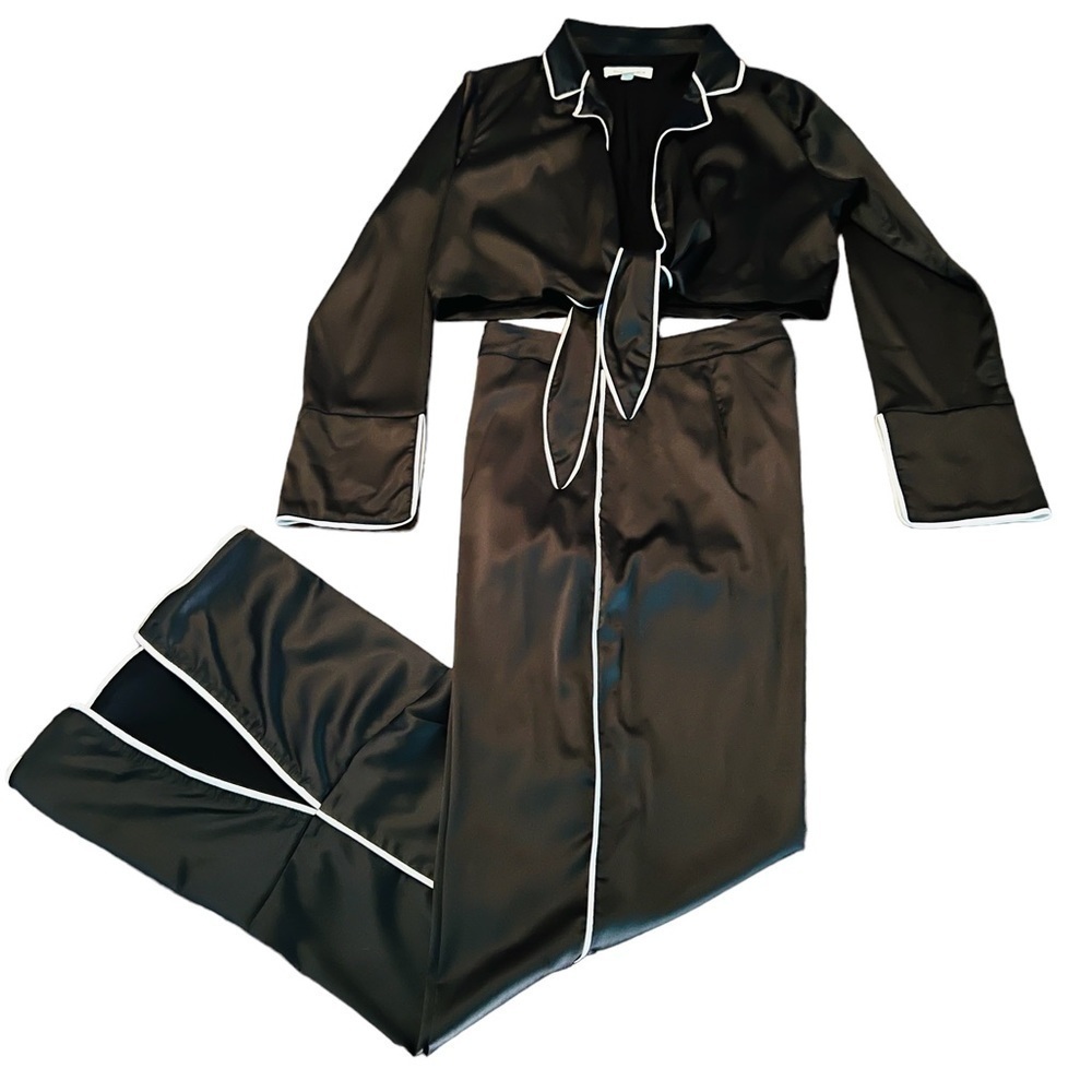 HONEY PUNCH WOMENS 2 PIECE MATCHING SET SIZE LARGE BLACK & WHITE